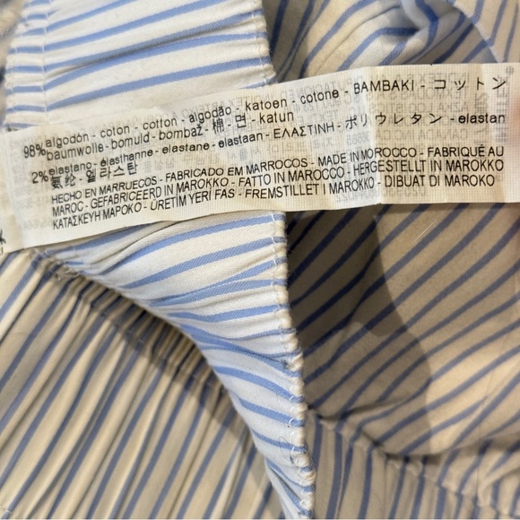 Zara High Waist Blue & White Striped Wide Leg Cropped Pants with Pockets, Size S - Picture 7 of 10